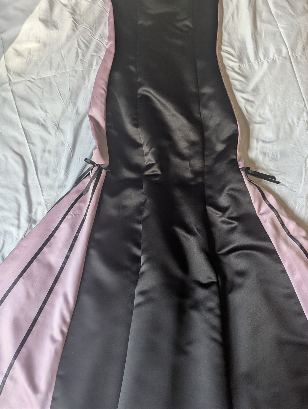 Black and Pink Strapless Mermaid Evening Gown